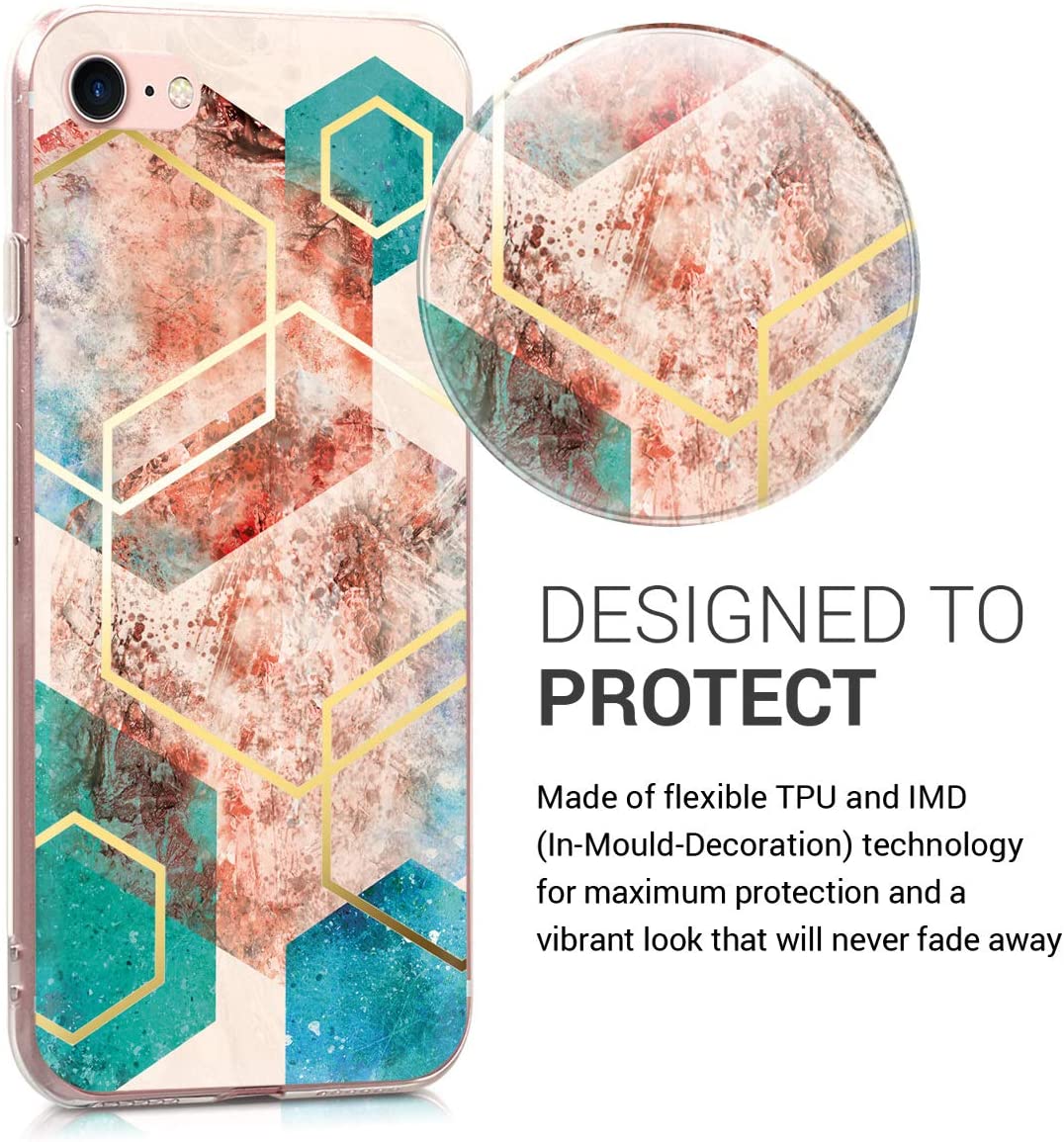 KW iPhone SE 2022 / SE 2020 / 7 / 8 Θήκη Σιλικόνης TPU Design Glory Mix - Gold / Red / Turquoise - 46227.37
