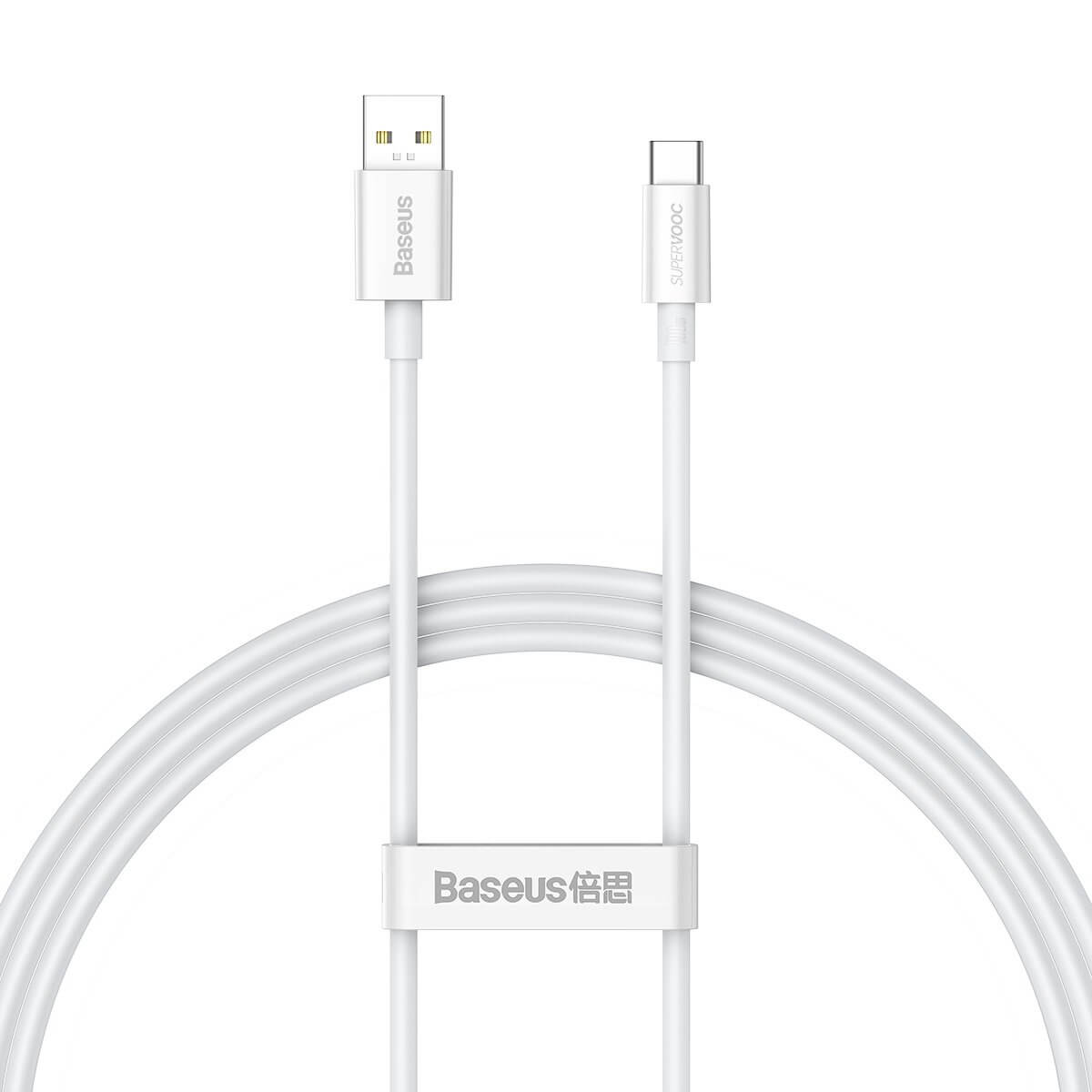 Baseus Superior Series SUPERVOOC Καλώδιο Δεδομένων και Φόρτισης 65W 1m - USB to Type-C - White - CAYS000902