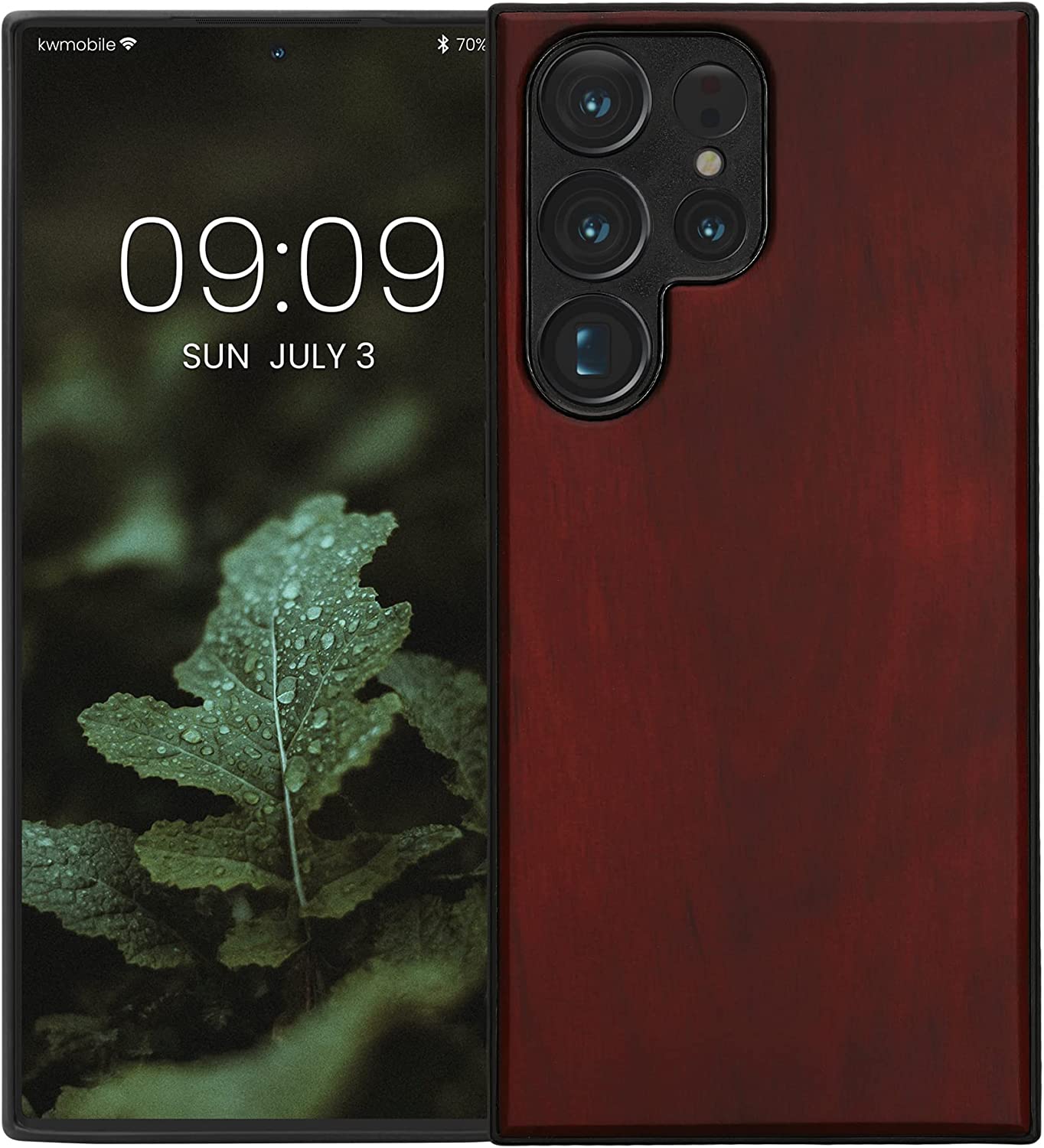 KW Samsung Galaxy S23 Ultra Θήκη από Φυσικό Ξύλο - Dark Red - 60296.20