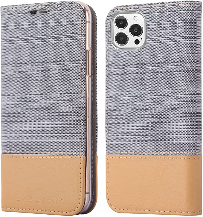 Cadorabo iPhone 13 Pro Max Θήκη Βιβλίο Stand - Light Grey - Brown