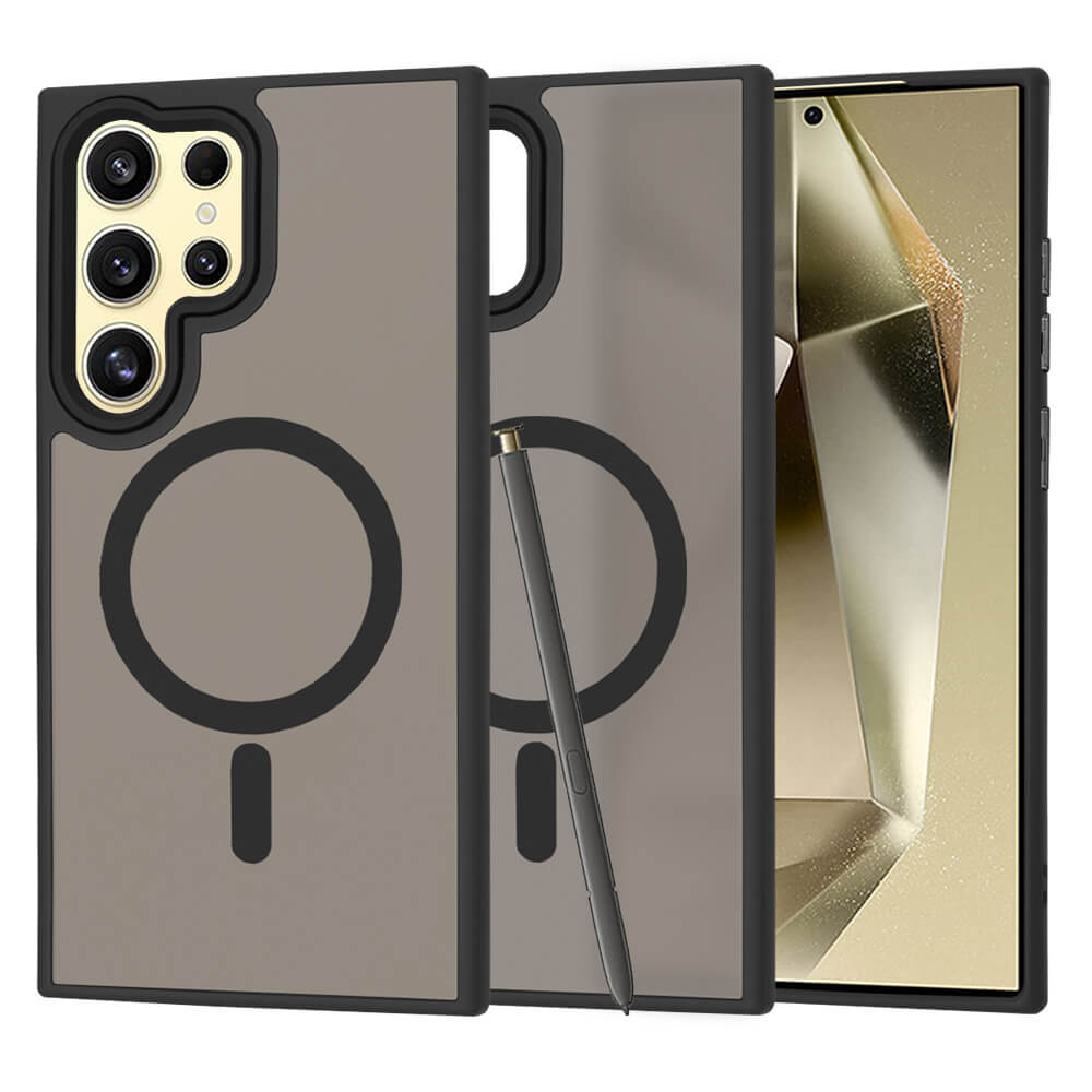 Techsuit Samsung Galaxy S24 Ultra - HaloFrost MagSafe - Σκληρή Θήκη με Πλαίσιο Σιλικόνης - Black