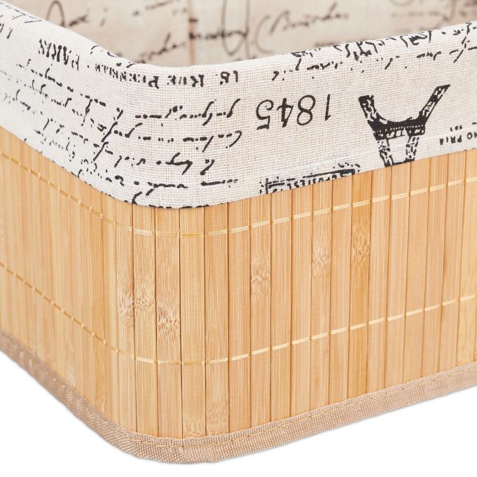 Relaxdays Καλάθι Αποθήκευσης από Bamboo - Light Brown / Creme / Black - 4052025901196