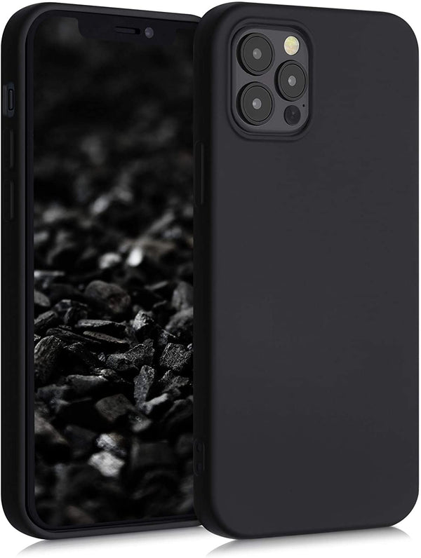 KW iPhone 12 / iPhone 12 Pro Θήκη Σιλικόνης Rubberized TPU - Black Matte - 53844.47
