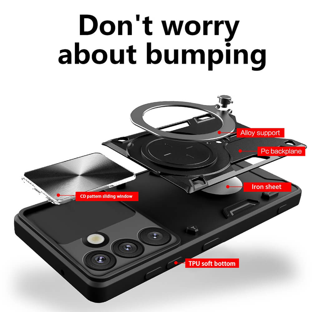 Techsuit Samsung Galaxy S25 - CamGuard Pro - Σκληρή Θήκη με Προστασία Καμερών και Δαχτυλίδι Συγκράτησης - Black