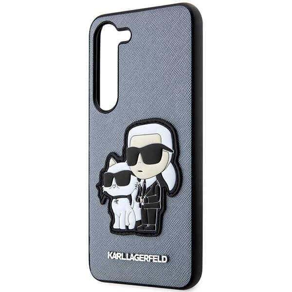 Karl Lagerfeld Samsung Galaxy S23+ - Saffiano Karl and Choupette Body Σκληρή Θήκη με Επένδυση Συνθετικού Δέρματος και Πλαίσιο Σιλικόνης - Grey - KLHCS23MSANKCPG