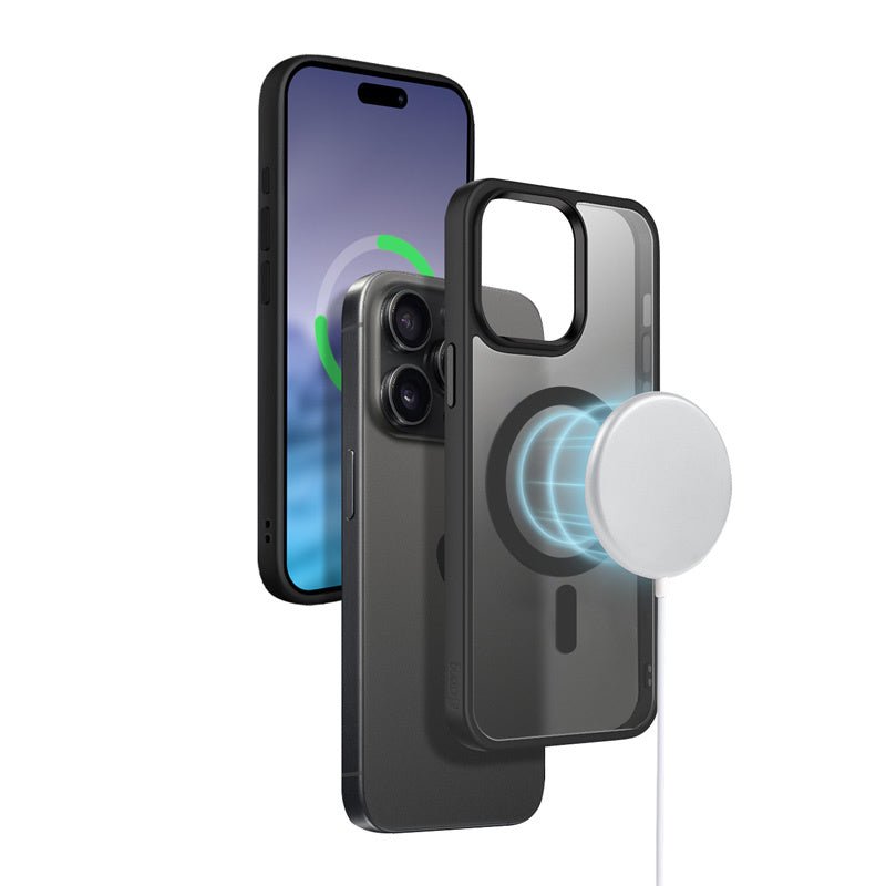 Crong iPhone 15 Pro Hybrid Frost Mag - Σκληρή Θήκη με Πλαίσιο Σιλικόνης και MagSafe - Black
