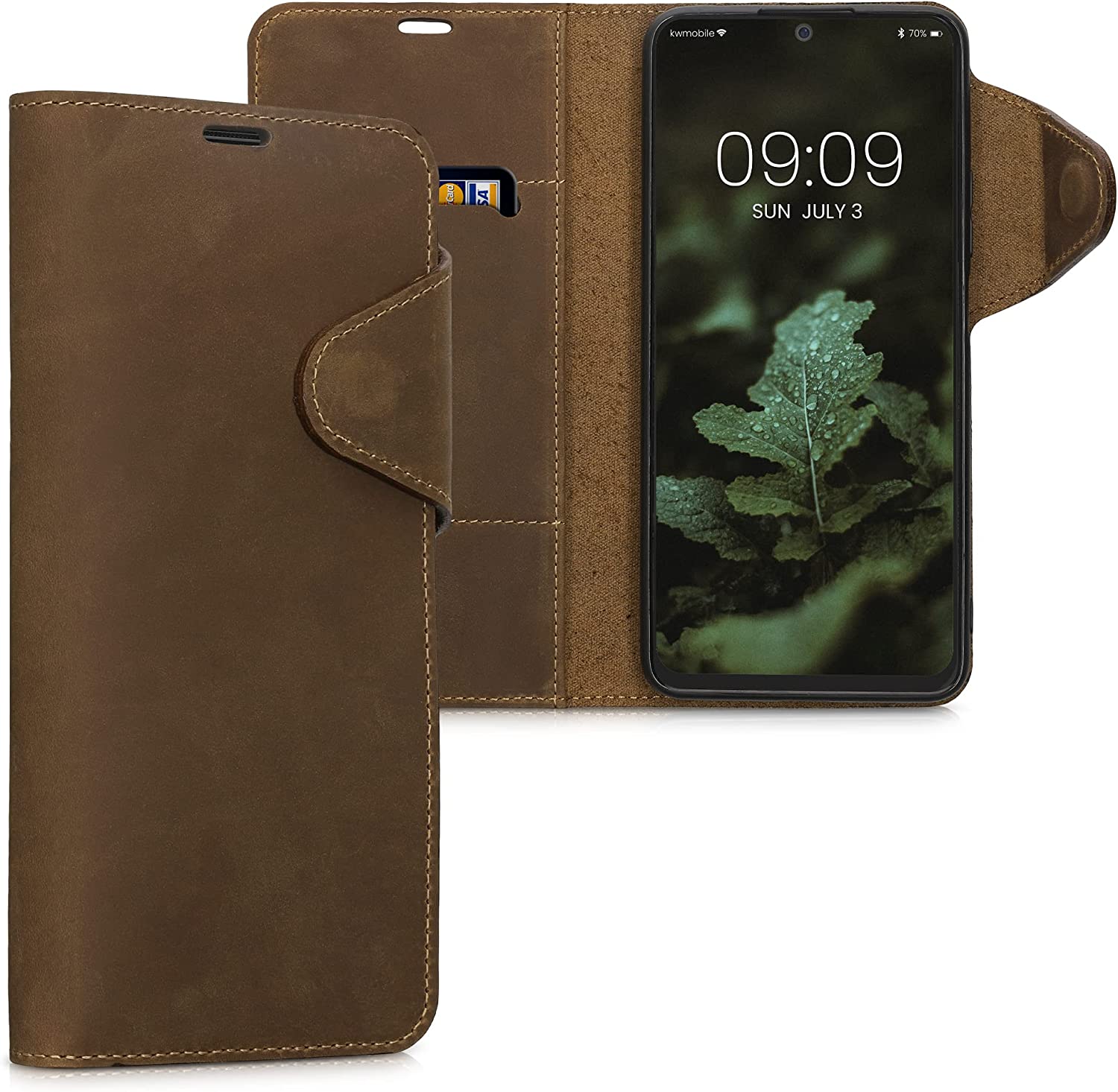 Kalibri Xiaomi Redmi Note 11 Pro+ 5G Θήκη Πορτοφόλι Stand από Γνήσιο Δέρμα - Brown - 58910.05
