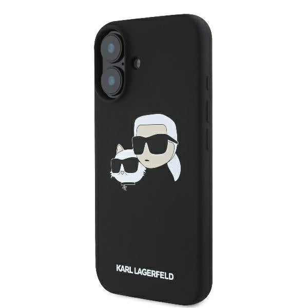 Karl Lagerfeld iPhone 16 - Silicone Double Heads Print - Θήκη Σιλικόνης με MagSafe - Black - KLHMP16SSKCHPPLK