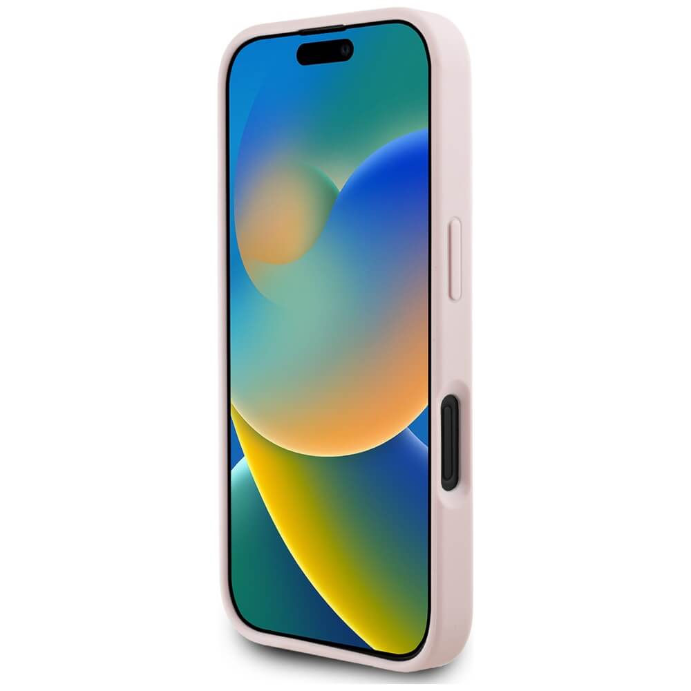 Guess iPhone 16 - Grained Roses Big 4G Logo - Σκληρή Θήκη με Επένδυση από Οικολογικό Δέρμα - Pink - GUHCP16SPGROP4MP