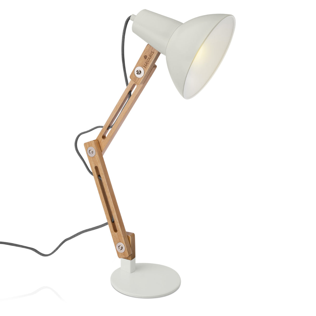 Navaris Wooden Desk Lamp Επιτραπέζιο Φωτιστικό από Ξύλο - Brown / Light Grey - 49125.70