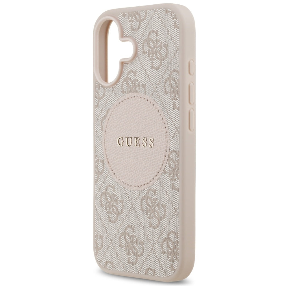 Guess iPhone 17 - 4G Circle Classic Logo MagSafe - Θήκη με Επένδυση Συνθετικού Δέρματος - Pink - GUHMP17SP4PGRSGP