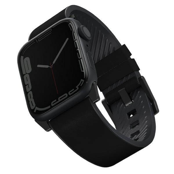 Uniq Λουράκι Apple Watch 2 / 3 / 4 / 5 / 6 / 7 / 8 / 9 / SE / ULTRA 1 / ULTRA 2 - 42 / 44 / 45 / 49 mm Straden Δερμάτινο Υβριδικό Λουράκι - Black