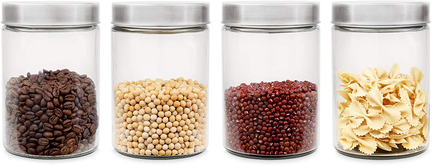 Navaris Glass Storage Jars Set Σετ 4 Γυάλινα Βάζα Αποθήκευσης - 1.2L - Διάφανα - 53173.01.04