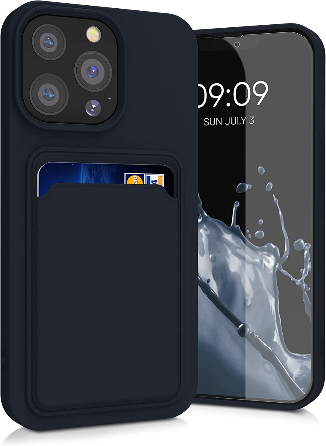 KW iPhone 13 Pro Θήκη Σιλικόνης TPU με Υποδοχή για Κάρτα - Dark Blue - 55969.17