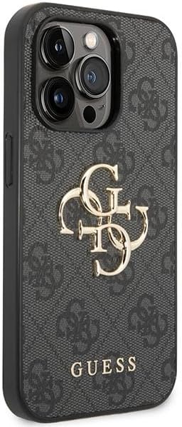 Guess iPhone 15 Pro - 4G Big Metal Logo Θήκη με Επένδυση Συνθετικού Δέρματος - Grey - GUHCP15L4GMGGR