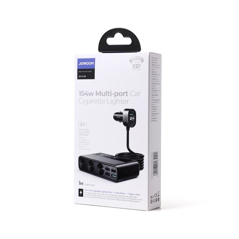 Joyroom Multi - Port Car Cigarette Lighter Φορτιστής Αυτοκινήτου Γρήγορης Φόρτισης PD154W - Black - JR - CL06