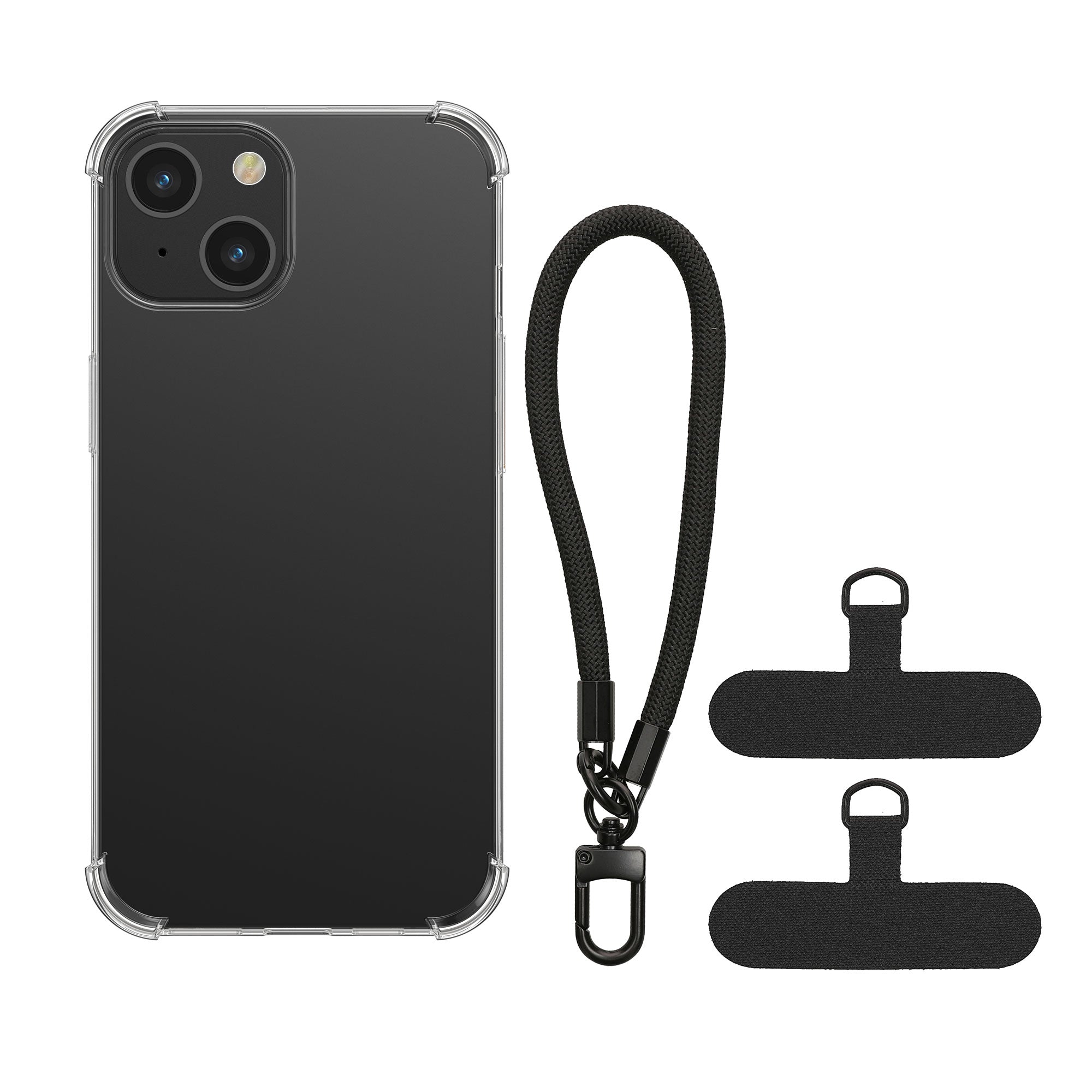 KW iPhone 15 Θήκη Σιλικόνης TPU με Λουράκι - Διάφανη / Black