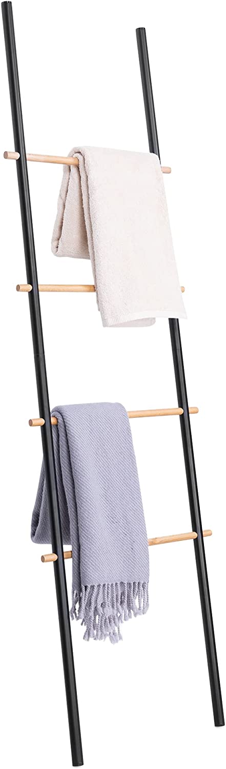 Navaris Σκάλα / Βάση Στήριξης για Πετσέτες από Σίδερο και Ξύλο - Black - 55219.01