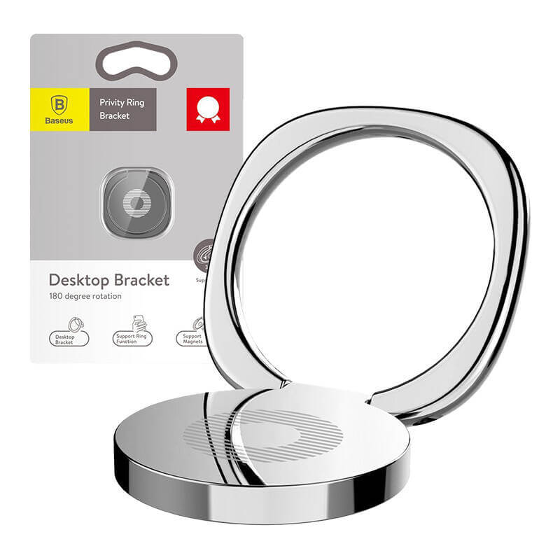 Baseus Privity Ring Holder - Δαχτυλίδι Συγκράτησης Κινητού / Tablet - Βάση Στήριξης - Silver - SUMQ-0S