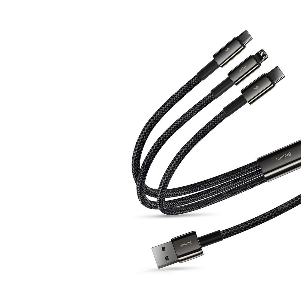 Baseus Tungsten Gold 3in1 Καλώδιο Φόρτισης 3.5A 1.5m - Micro USB / Lightning / Type-C - Black - CAMLTWJ-01
