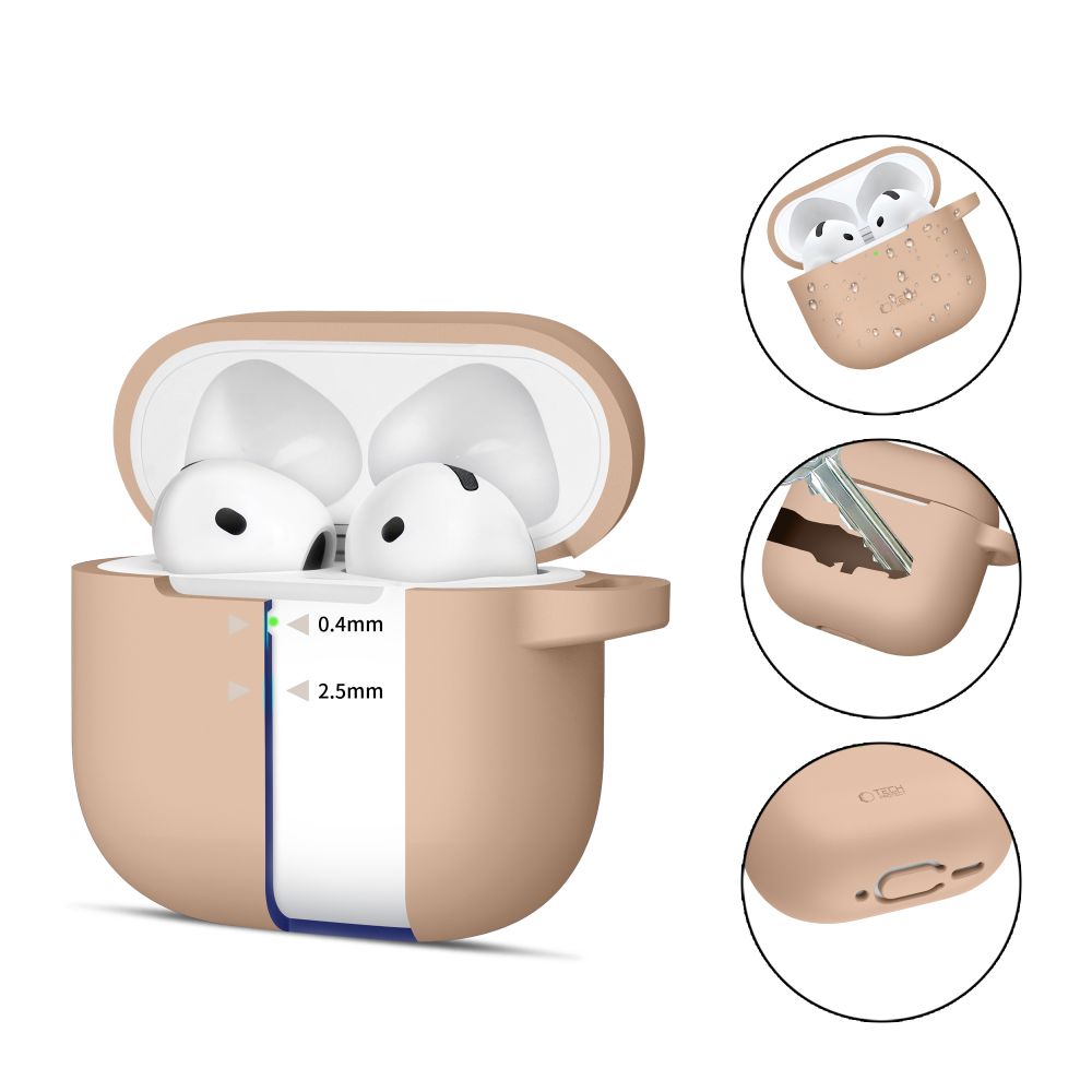 Tech-Protect AirPods 4 Θήκη Σιλικόνης - Silicone Hook - Caffe Latte