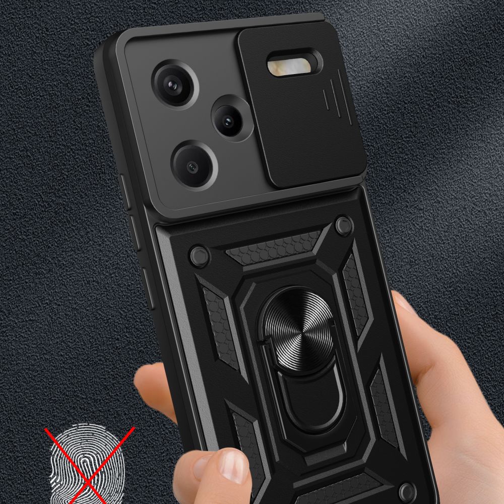 Tech-Protect Xiaomi Redmi Note 13 Pro+ 5G Camshield Pro Σκληρή Θήκη με Πλαίσιο Σιλικόνης και Δαχτυλίδι Συγκράτησης - Black