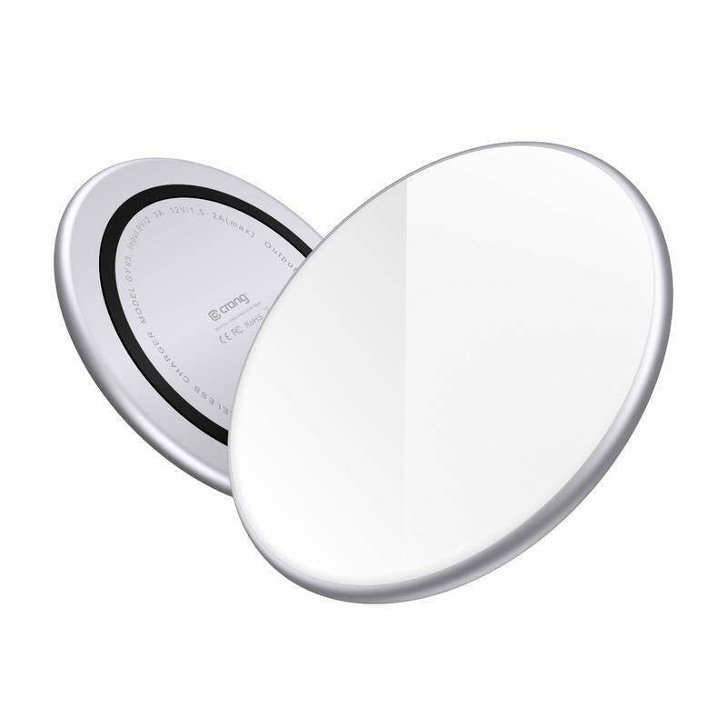 Crong PowerSpot 15W Ασύρματος Φορτιστής Qi με Καλώδιο Type - C σε Type - C - Silver / White
