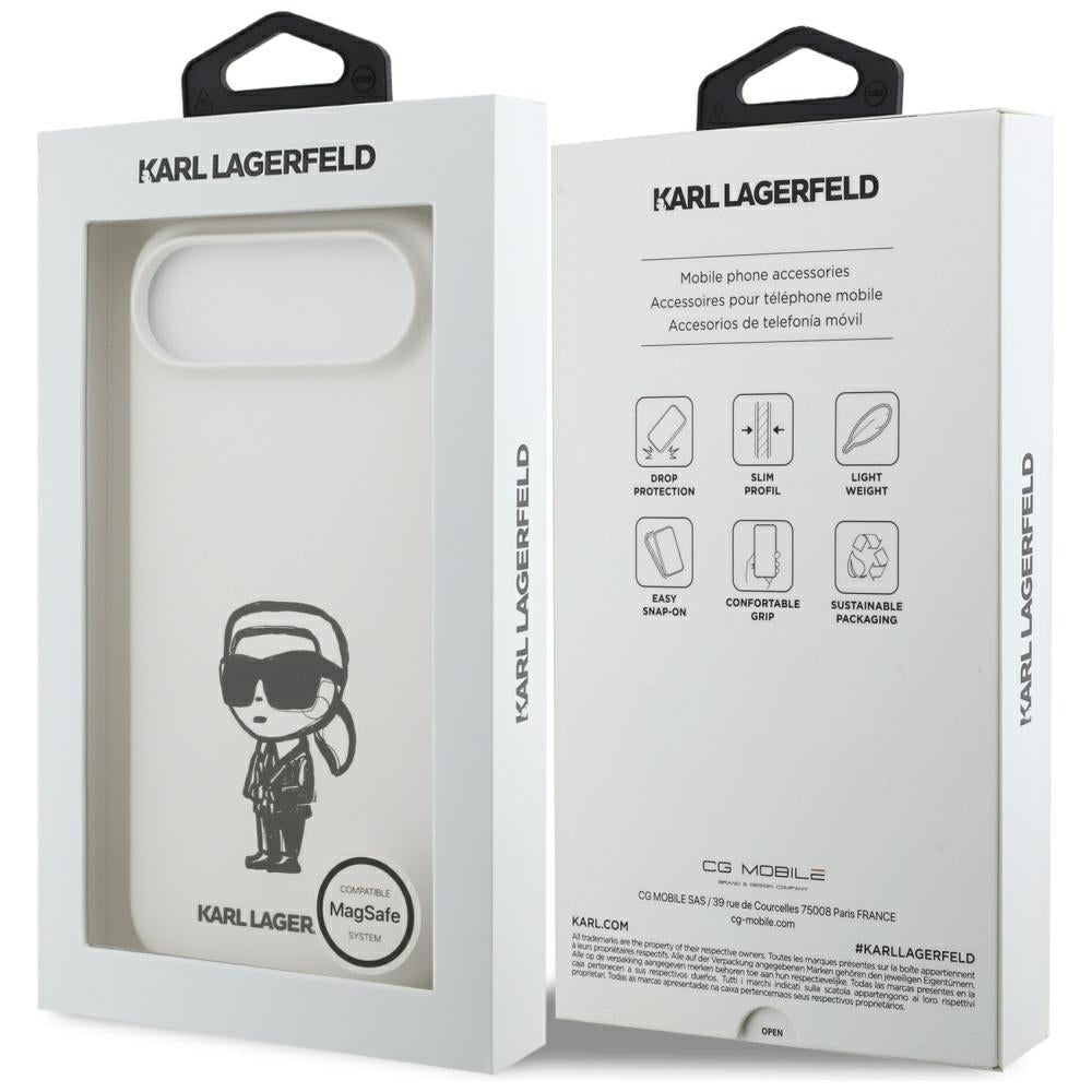 Karl Lagerfeld iPhone Air - Silicone Karl Sketch and Logo MagSafe - Σκληρή Θήκη με Πλαίσιο Σιλικόνης - White - KLHMP17MSKIGROH
