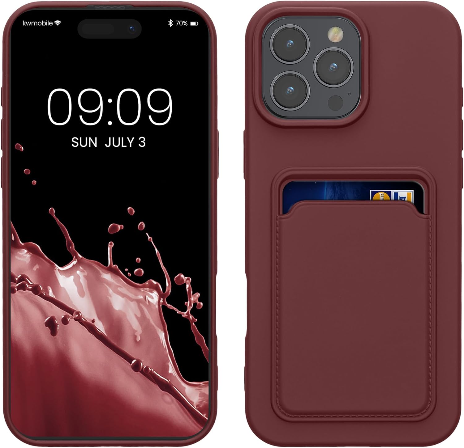 KW iPhone 16 Pro Max Θήκη Σιλικόνης TPU με Υποδοχή για Κάρτα - Tawny Red