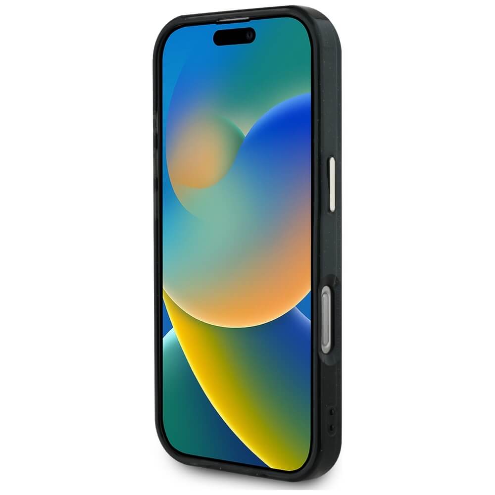 Guess iPhone 16 Pro Max - IML Metal Glitter 4G Circle Triangle MagSafe - Σκληρή Θήκη με Πλαίσιο Σιλικόνης και MagSafe - Black - GUHMP16XHG4PRTGK