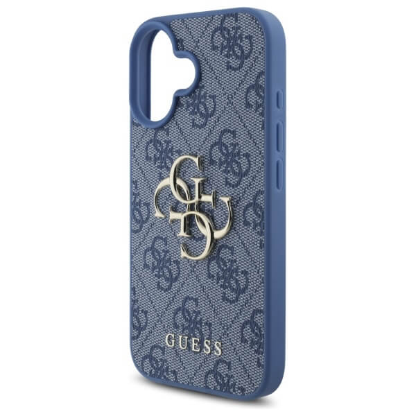 Guess iPhone 16 - 4G Big Logo - Θήκη με Επένδυση Συνθετικού Δέρματος - Blue - GUHCP16S4GMGBL