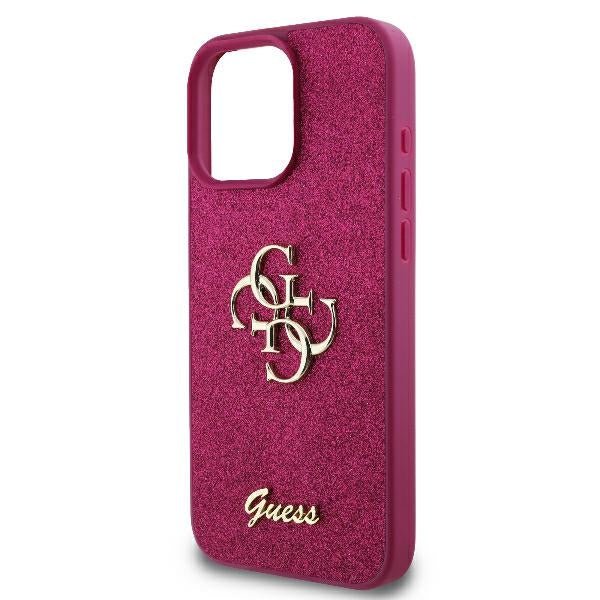 Guess iPhone 16 Pro Max - Fixed Glitter Big 4G - Σκληρή Θήκη με Πλαίσιο Σιλικόνης - Purple - GUHCP16XHG4SGU