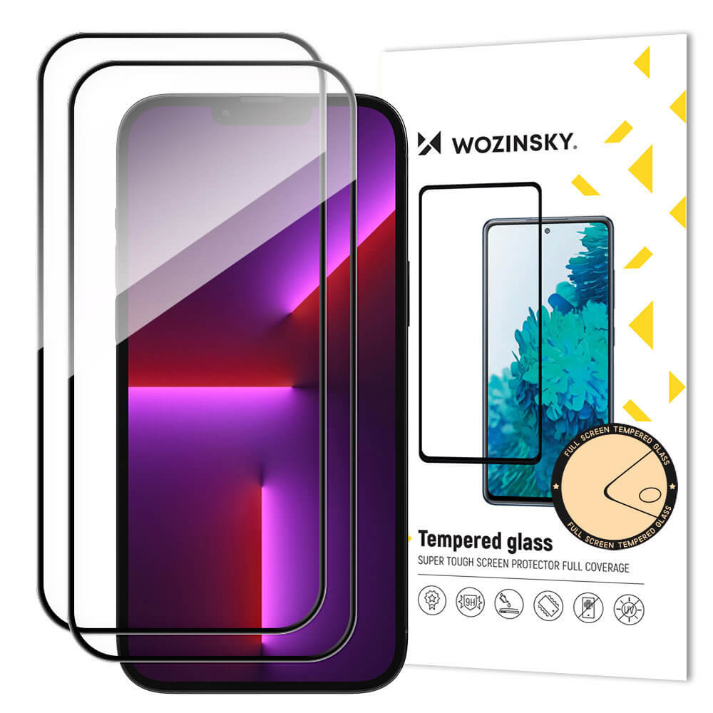 Wozinsky iPhone 15 Plus 9H Case Friendly Full Screen Full Glue Tempered Glass Αντιχαρακτικό Γυαλί Οθόνης - 2 Τεμάχια - Black