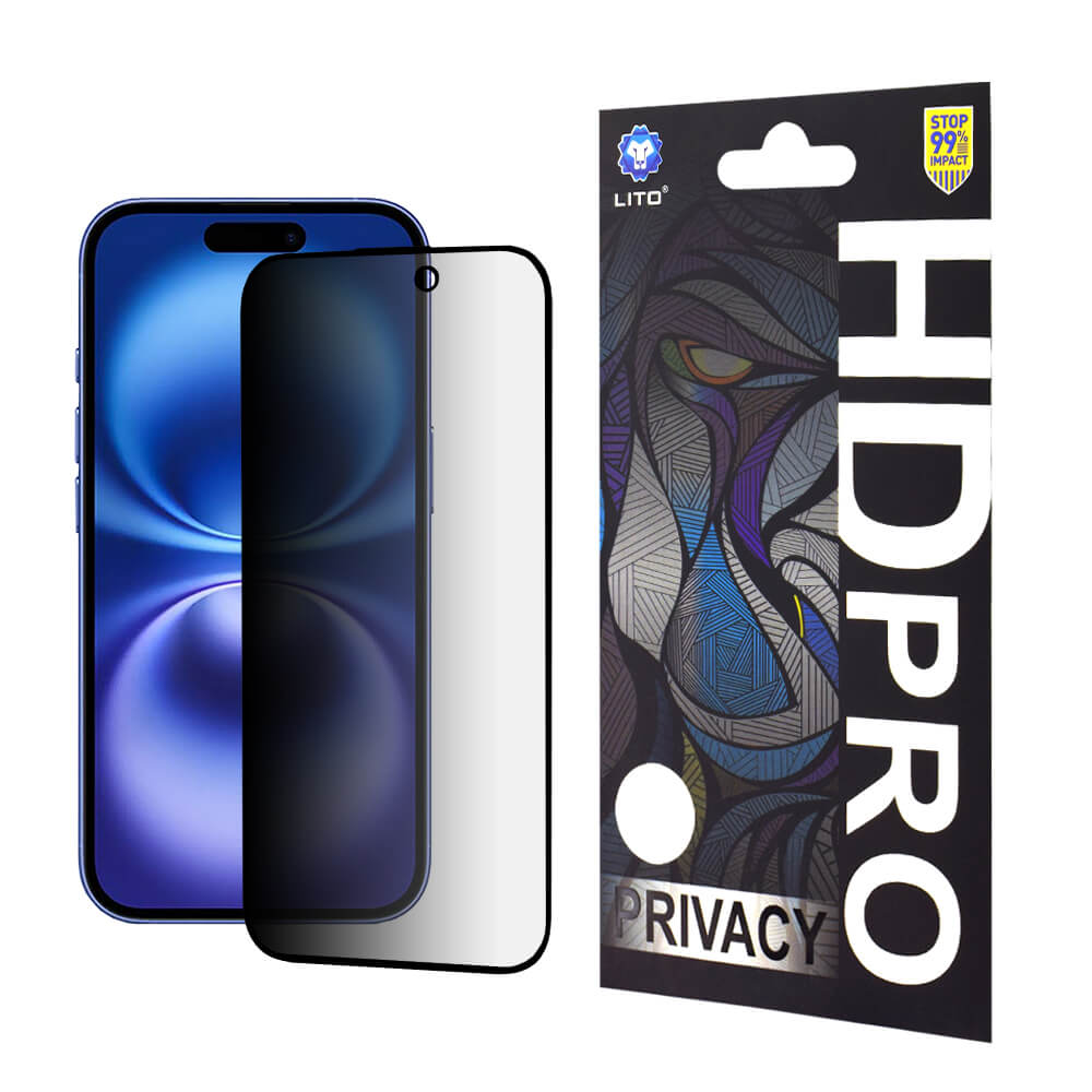 Lito iPhone 16 HD Pro Privacy Αντιχαρακτικό Γυαλί Οθόνης - Black