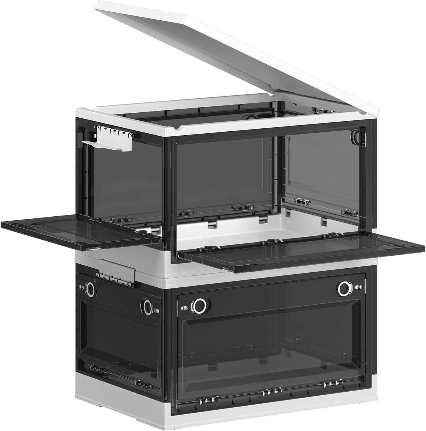 Songmics Σετ με 2 Πλαστικά Κουτιά Οργάνωσης και Αποθήκευσης με Καπάκι - Cloud White / Slate Grey - RPB044W02