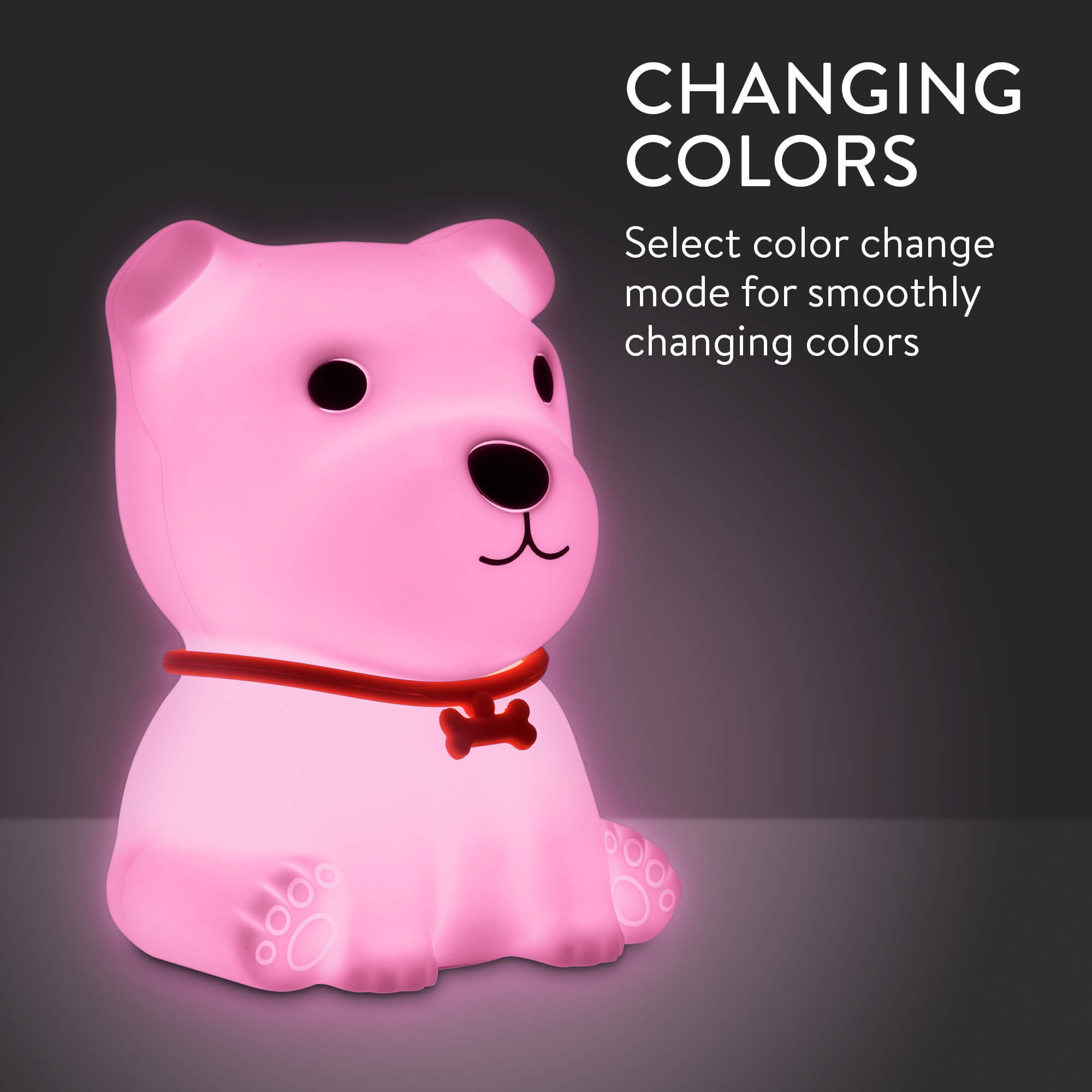 Navaris LED Night Light RGB - Παιδικό Νυχτερινό Φως με Αλλαγή Χρωμάτων - Design Sitting Dog - White / Red - 55003.02.01