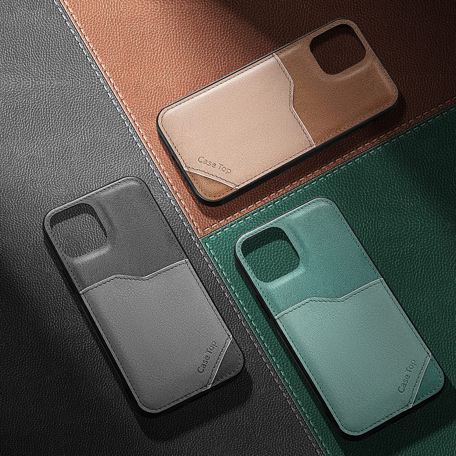 Kalibri Samsung Galaxy A13 4G Θήκη από Συνθετικό Δέρμα με Υποδοχή για Κάρτα - Dark Green / Light Green - 59491.80