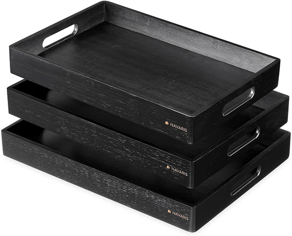 Navaris Σετ με 3 Δίσκους Σερβιρίσματος από Μπαμπού - Black - 53446.03.01