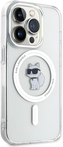 Karl Lagerfeld iPhone 15 Pro - IML Choupette Magsafe Σκληρή Θήκη με Πλαίσιο Σιλικόνης και MagSafe - Διάφανη - KLHMP15LHFCCNOT