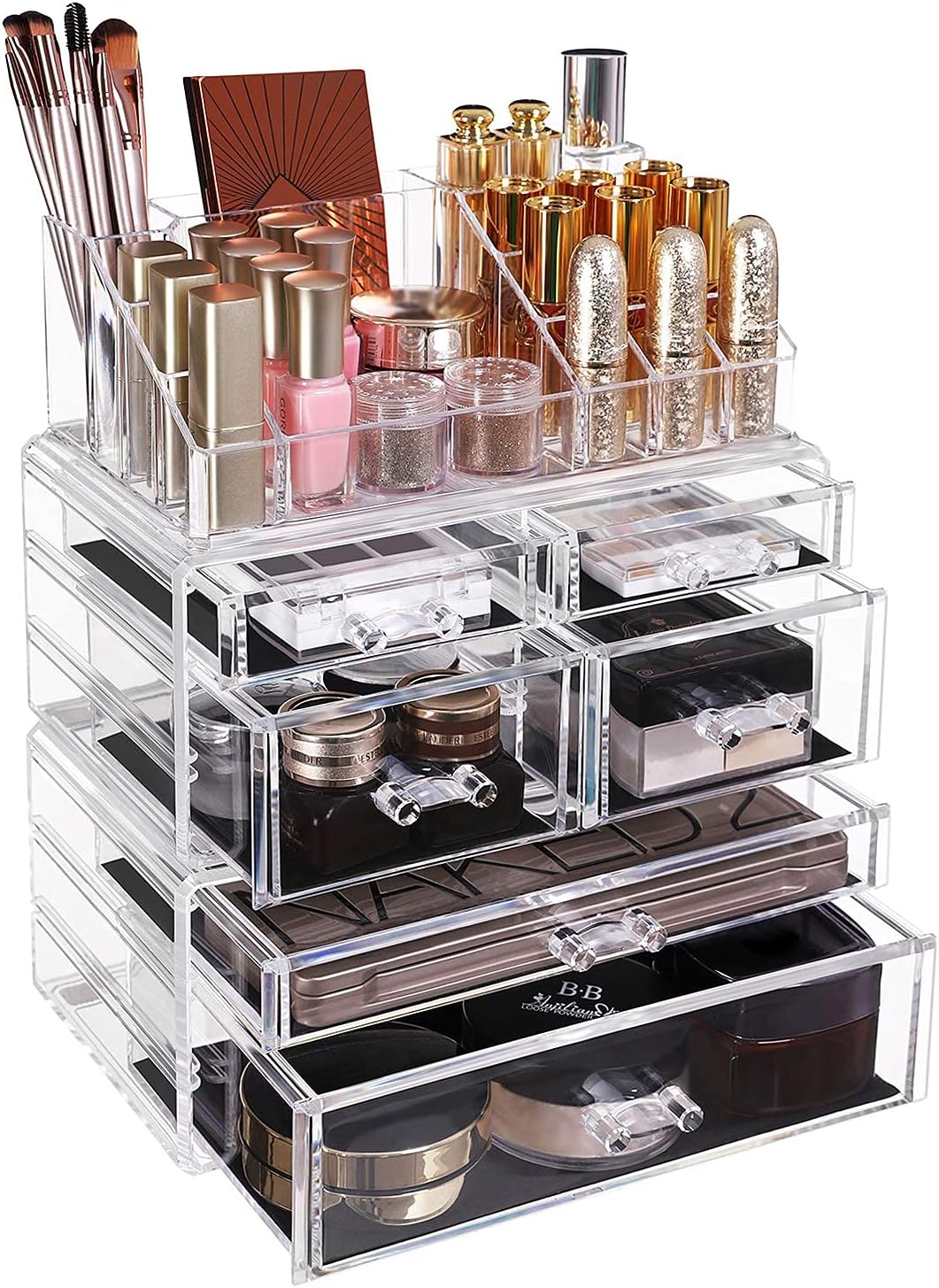 Songmics Ακρυλικός Οργανωτής Καλλυντικών με 6 Συρτάρια - 24 x 13,5 x 30,5 cm - Clear - JKA008TP