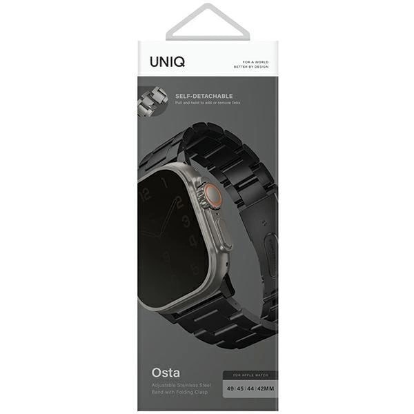 Uniq Λουράκι Apple Watch 2 / 3 / 4 / 5 / 6 / 7 / 8 / 9 / SE / ULTRA 1 / ULTRA 2 - 42 / 44 / 45 / 49 mm από Ανοξείδωτο Ατσάλι Osta - Black