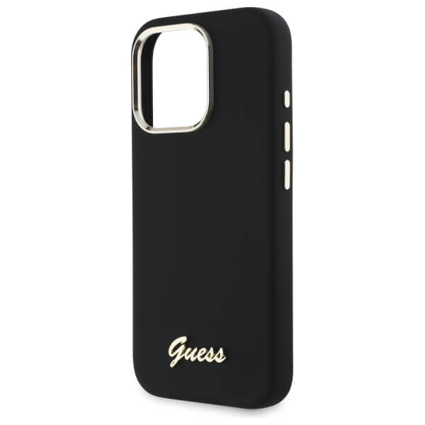 Guess iPhone 16 Pro Max - Silicone Script Metal Logo and Frame - Σκληρή Θήκη με Πλαίσιο Σιλικόνης - Black - GUHCP16XSMBSLK