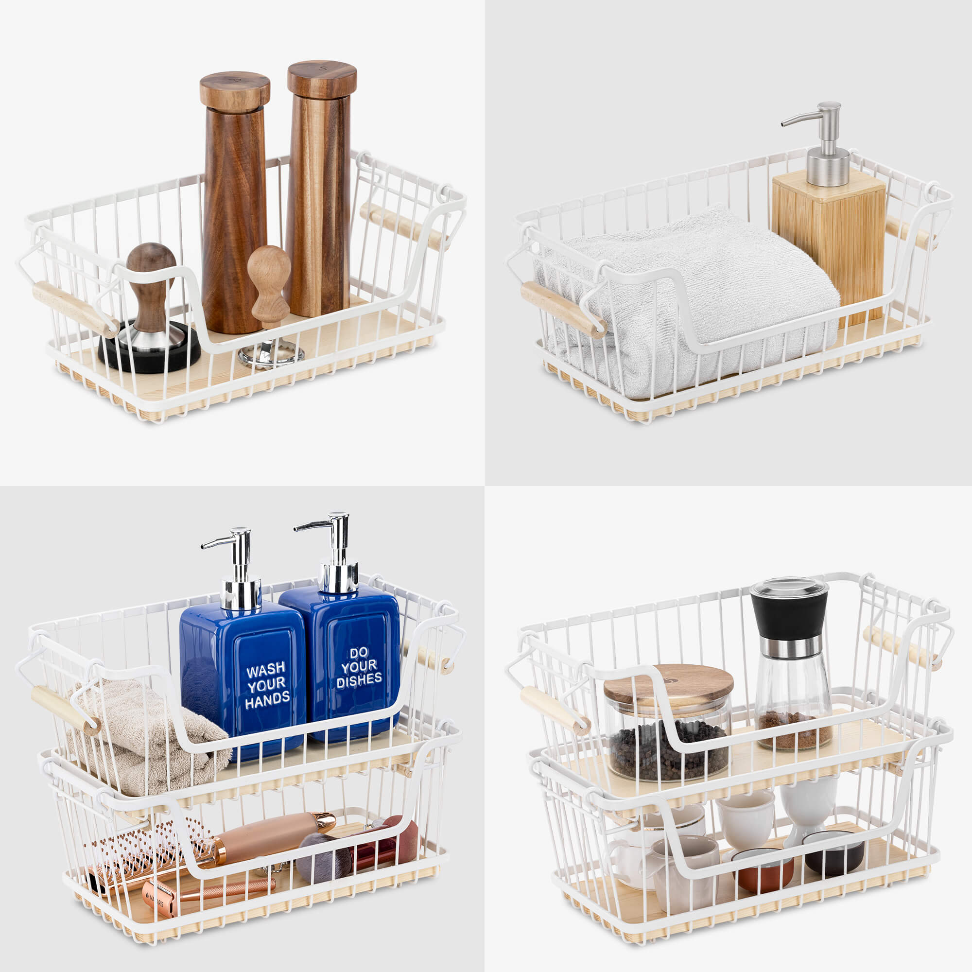 Navaris Σετ με 2 Μεταλλικά Καλάθια Αποθήκευσης - White - 55941.01