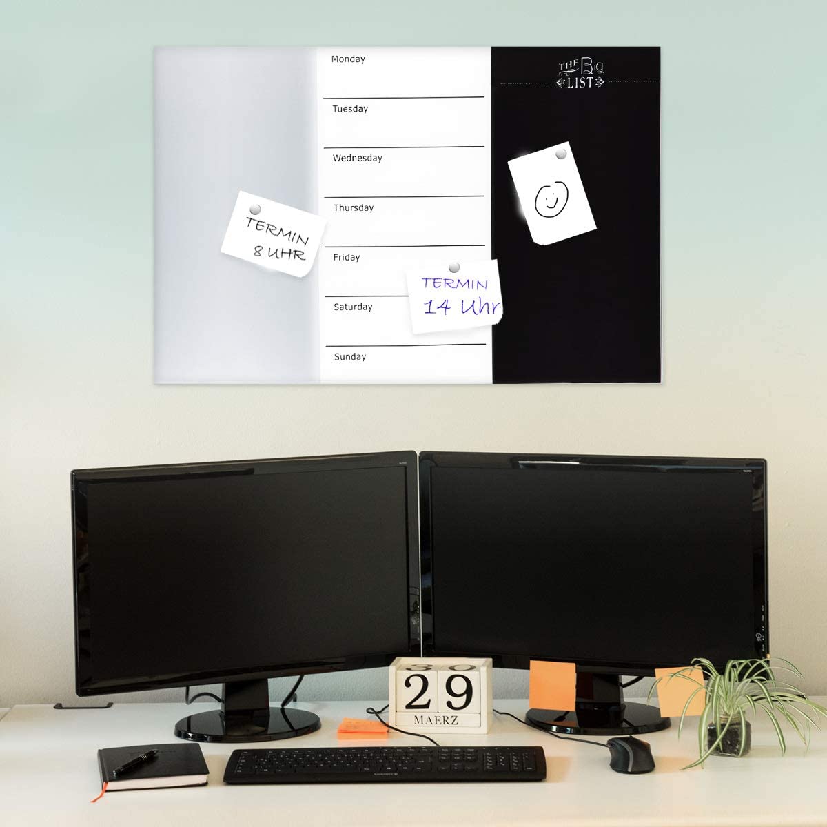 Navaris Γυάλινος Μαγνητικός Πίνακας Εβδομαδιαίου Χρονοδιαγράμματος - 60 x 40cm - White - Black - 49252.01