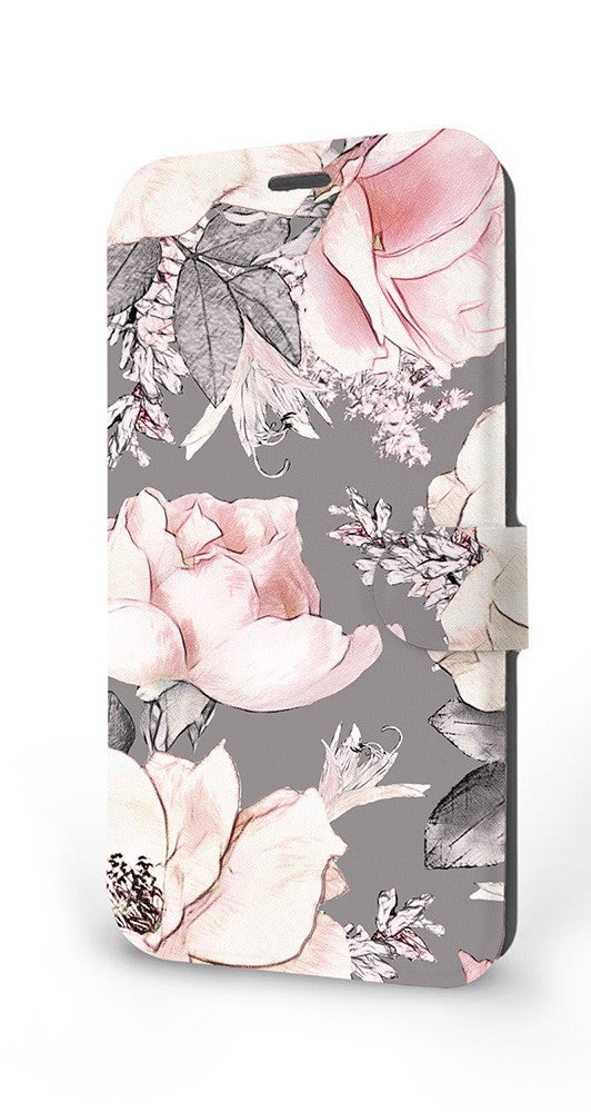 Mobiwear iPhone 14 Pro Θήκη Βιβλίο Slim Flip - Design Pink Pastel Flowers - MX06S