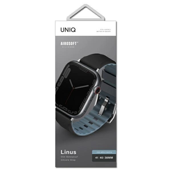 Uniq Λουράκι Apple Watch 2 / 3 / 4 / 5 / 6 / 7 / 8 / 9 / SE - 38 / 40 / 41 mm Linus Airosoft Σιλικόνης - Black / Midnight Black