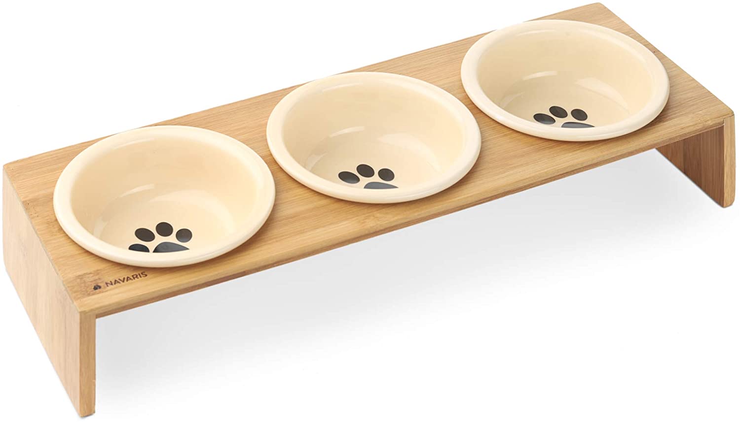 Navaris Raised Pet Bowls Stand - Ανυψωμένα Μπολ Φαγητού με Ξύλινη Βάση για Κατοικίδια - 360 ml - Wood - 46946.2