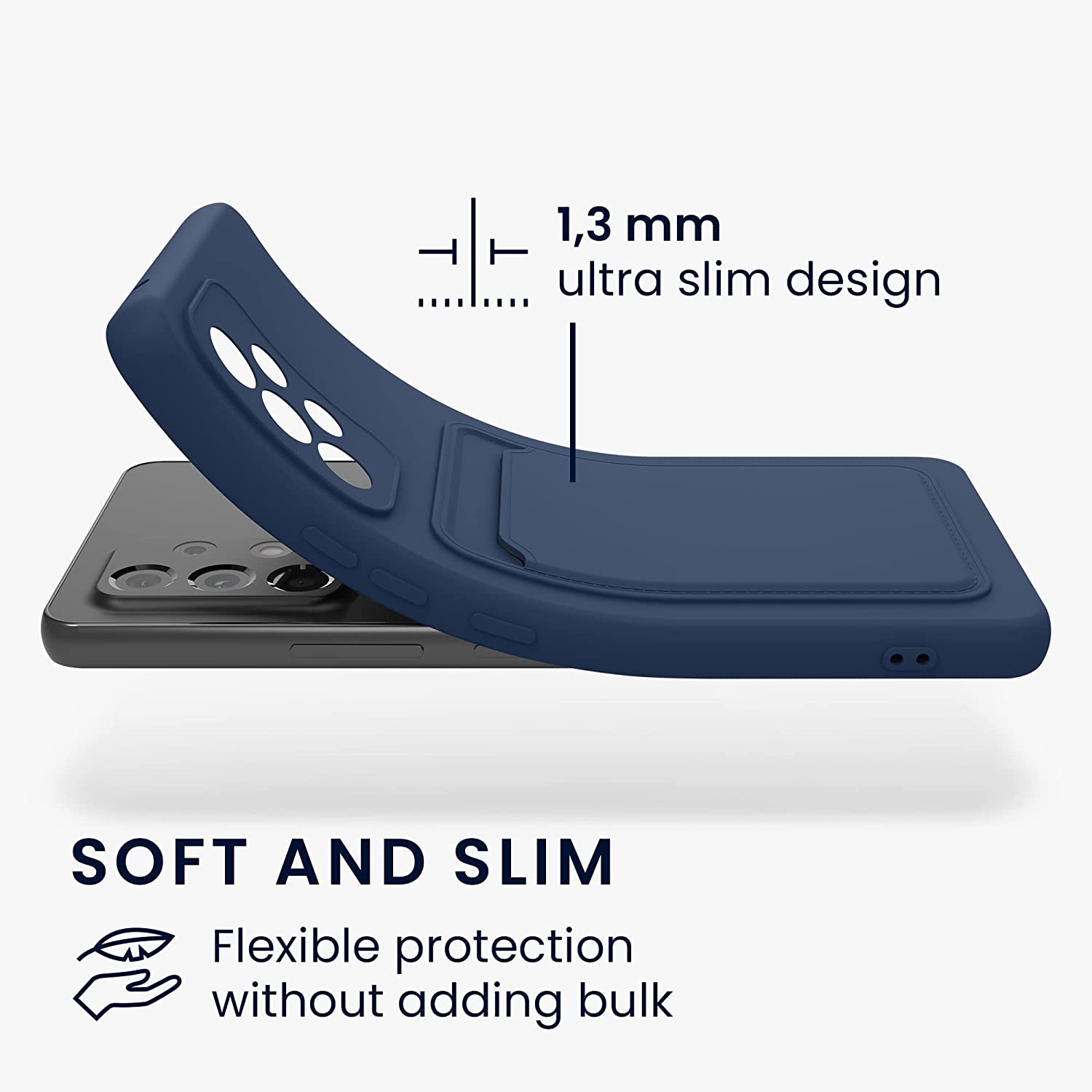 KW Samsung Galaxy A53 5G Θήκη Σιλικόνης TPU με Υποδοχή για Κάρτα - Dark Blue - 58146.17