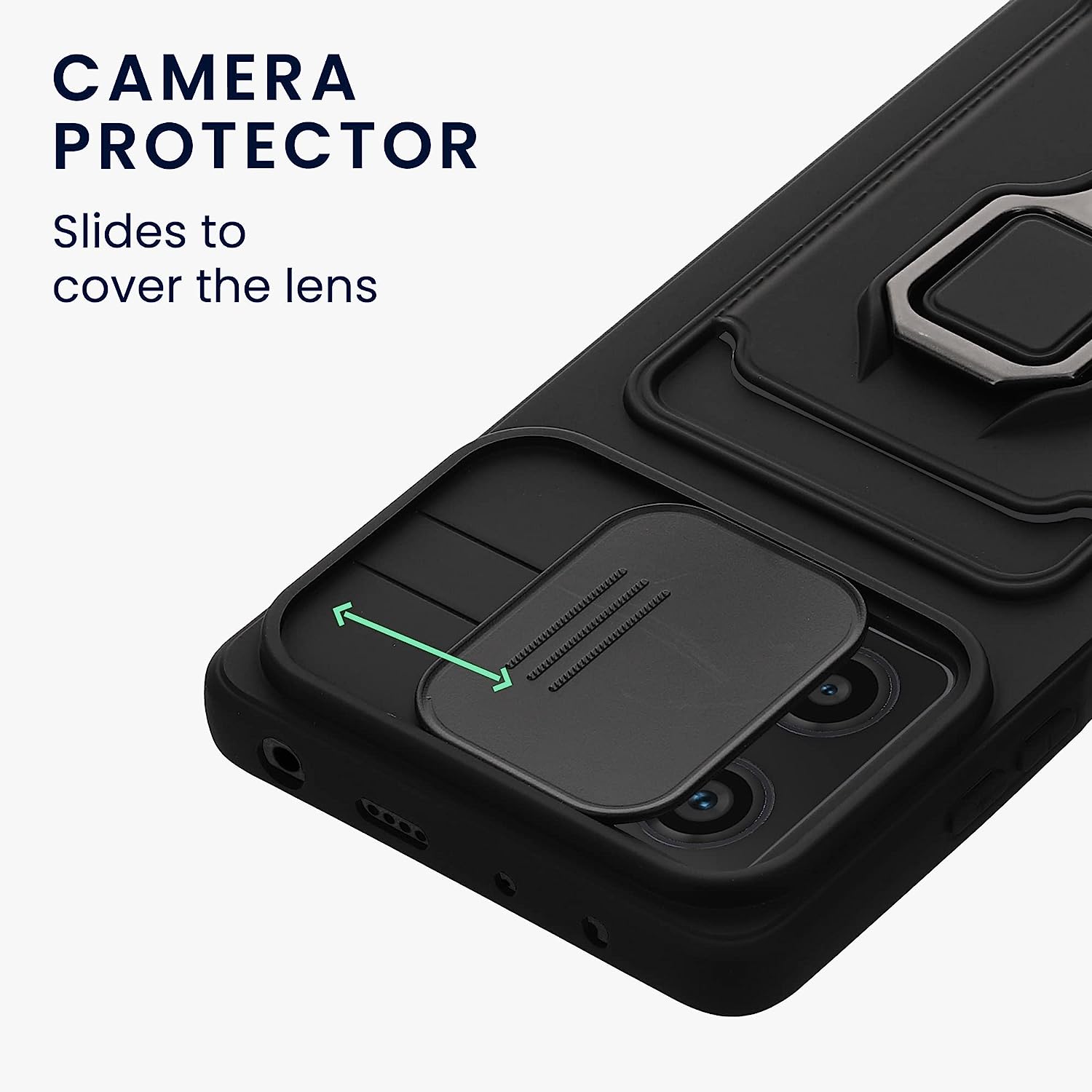 KW Xiaomi Redmi Note 12 Pro Θήκη Σιλικόνης με Κάλυμμα για την Κάμερα και Δαχτυλίδι Συγκράτησης - Black - 61183.01