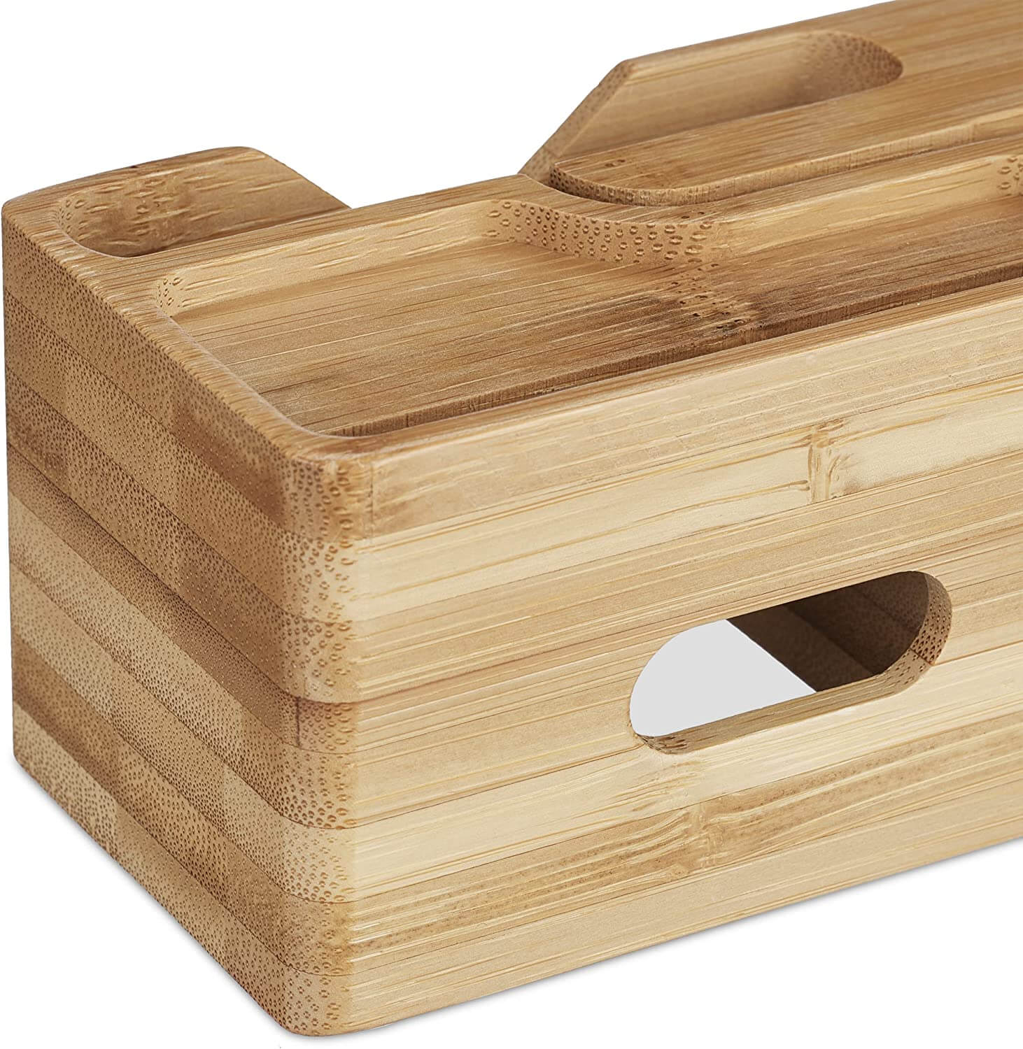 Relaxdays Σταθμός Οργάνωσης και Φόρτισης από Μπαμπού για Smartphone και Apple Watch - Natural - 4052025447359